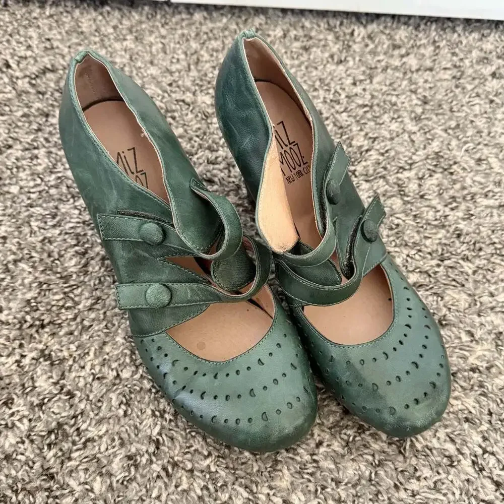 Miz Mooz Vintage Leather Mary Jane Heels in green